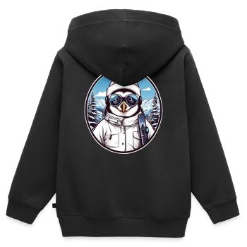 Süßer Pinguin - Kinder Premium Organic Zip Hoodie - Schwarz - Hinten - AI Model Kid Male (0cm)