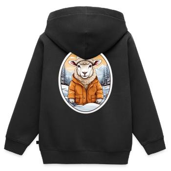 Süßes kuscheliges Schaf - Kinder Premium Organic Zip Hoodie - Schwarz - Hinten - AI Model Kid Male (0cm)
