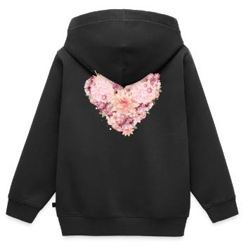 schöne Herz Komposition aus rosafarbenen Blüten - Kinder Premium Organic Zip Hoodie - Schwarz - Hinten - AI Model Kid Male (0cm)