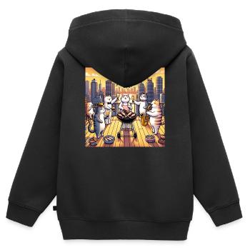 Katzen Barbecue - Kinder Premium Organic Zip Hoodie - Schwarz - Hinten - AI Model Kid Male (0cm)