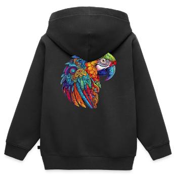 Papageien-Ara - Kinder Premium Organic Zip Hoodie - Schwarz - Hinten - AI Model Kid Male (0cm)