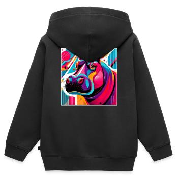 Nilpferd - Kinder Premium Organic Zip Hoodie - Schwarz - Hinten - AI Model Kid Male (0cm)