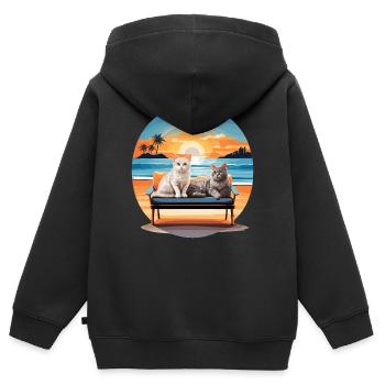 Chats sur le canapé - Sweat Premium à capuche zippé enfant bio - noir - Dos - AI Model Kid Male (0cm)