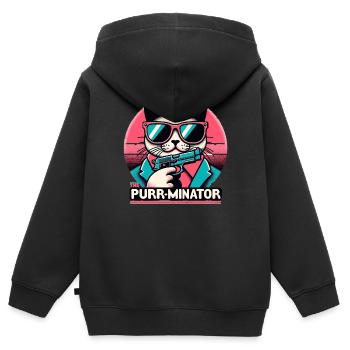 Le ronronnement - Sweat Premium à capuche zippé enfant bio - noir - Dos - AI Model Kid Male (0cm)