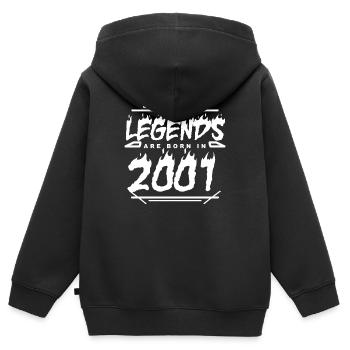 2001 - Jahrgang 2001 - Baujahr 2001 - Kinder Premium Organic Zip Hoodie - Schwarz - Hinten - AI Model Kid Male (0cm)
