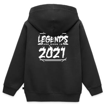 2021 - Jahrgang 2021 - Baujahr 2021 - Kinder Premium Organic Zip Hoodie - Schwarz - Hinten - AI Model Kid Male (0cm)