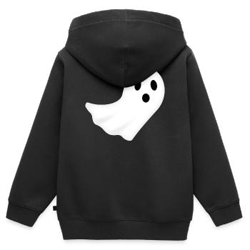 Fantôme Halloween Nuit Fantôme Effrayant - Sweat Premium à capuche zippé enfant bio - noir - Dos - AI Model Kid Male (0cm)