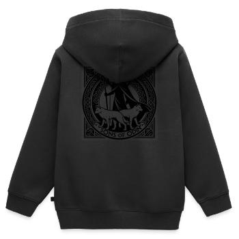 Fils d’Odin - Sweat Premium à capuche zippé enfant bio - noir - Dos - AI Model Kid Male (0cm)