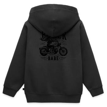 Biker Babe - Sweat Premium à capuche zippé enfant bio - noir - Dos - AI Model Kid Male (0cm)