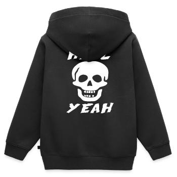 Steinkalter Schädel, Hölle, yeah - Kinder Premium Organic Zip Hoodie - Schwarz - Hinten - AI Model Kid Male (0cm)