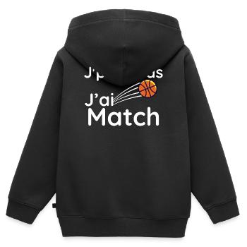 j'e peux pas j'ai match - Sweat Premium à capuche zippé enfant bio - noir - Dos - AI Model Kid Male (0cm)
