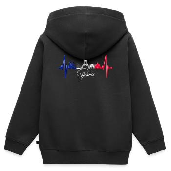 Paris Skyline Herzschlag Eiffelturm Frankreich - Kinder Premium Organic Zip Hoodie - Schwarz - Hinten - AI Model Kid Male (0cm)