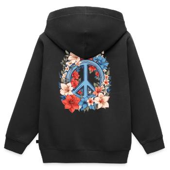 Friedenszeichen - Kinder Premium Organic Zip Hoodie - Schwarz - Hinten - AI Model Kid Male (0cm)