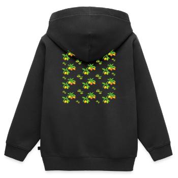 Leckere Mangos - Muster - Kinder Premium Organic Zip Hoodie - Schwarz - Hinten - AI Model Kid Male (0cm)