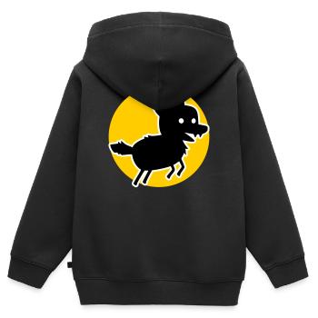 Wolf – Wildes Naturmotiv & Tierschutz Statement - Kinder Premium Organic Zip Hoodie - Schwarz - Hinten - AI Model Kid Male (0cm)