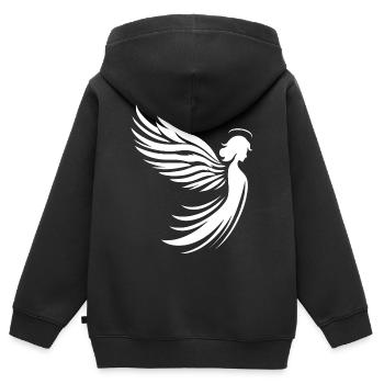 Ein Engel mit Flügel und Heiligenschein Silhouette - Kinder Premium Organic Zip Hoodie - Schwarz - Hinten - AI Model Kid Male (0cm)