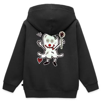 Halloween Gespenst Liebe Liebeskummer Herzschmerz - Kinder Premium Organic Zip Hoodie - Schwarz - Hinten - AI Model Kid Male (0cm)
