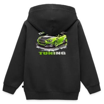 Tuning Voiture - Sweat Premium à capuche zippé enfant bio - noir - Dos - AI Model Kid Male (0cm)