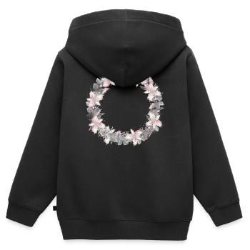 couronne argentée d’eucalyptus et de houx - Sweat Premium à capuche zippé enfant bio - noir - Dos - AI Model Kid Male (0cm)