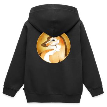 Von Hand gezeichneter schöner Fuchs im Rahmen - Kinder Premium Organic Zip Hoodie - Schwarz - Hinten - AI Model Kid Male (0cm)