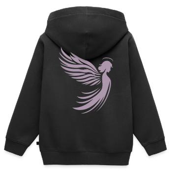 Ein Engel mit Flügel und Heiligenschein Silhouette - Kinder Premium Organic Zip Hoodie - Schwarz - Hinten - AI Model Kid Male (0cm)