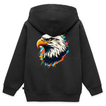 Bald Eagle - Kids Premium Organic Zip-up Hoodie - black - Back - AI Model Kid Male (0cm)