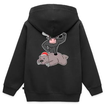 Bourse Trading Stock Broker - Sweat Premium à capuche zippé enfant bio - noir - Dos - AI Model Kid Male (0cm)