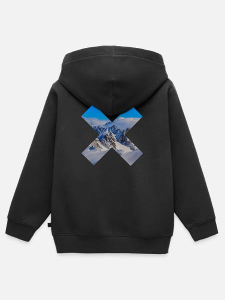 Abstrakte schneebedeckte Berge - Kinder Premium Organic Zip Hoodie - Schwarz