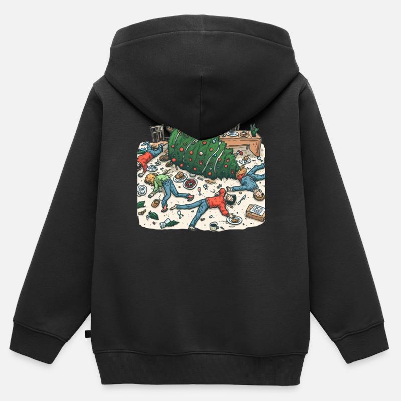 Fête exubérante du sapin de Noël - Sweat Premium à capuche zippé enfant bio - noir