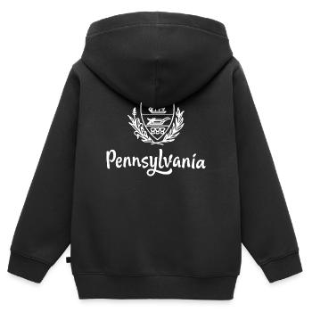 Affichez vos couleurs – Pennsylvanie - Sweat Premium à capuche zippé enfant bio - noir - Dos - AI Model Kid Male (0cm)