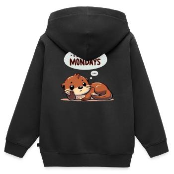 Anti-Montags-Otter | Büro-Humor - Kinder Premium Organic Zip Hoodie - Schwarz - Hinten - AI Model Kid Male (0cm)