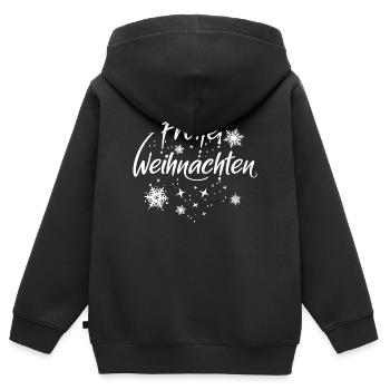 frohe weihnachten Schnee Schneekristalle Symbol - Kinder Premium Organic Zip Hoodie - Schwarz - Hinten - AI Model Kid Male (0cm)
