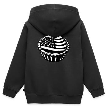 Tarte aux pommes américaine | Drapeau des États-Unis street art - Sweat Premium à capuche zippé enfant bio - noir - Dos - AI Model Kid Male (0cm)