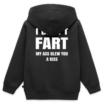 Humour audacieux Insulte Graphic Tee - Sweat Premium à capuche zippé enfant bio - noir - Dos - AI Model Kid Male (0cm)
