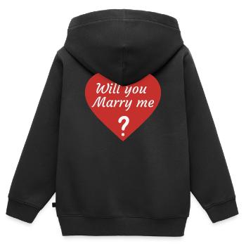 Willst du mich heiraten? - Kinder Premium Organic Zip Hoodie - Schwarz - Hinten - AI Model Kid Male (0cm)