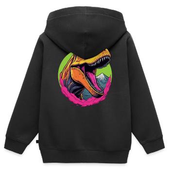 Tyrannosaurus Rex - Kinder Premium Organic Zip Hoodie - Schwarz - Hinten - AI Model Kid Male (0cm)