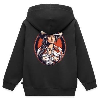 Fille de l’Ouest - Sweat Premium à capuche zippé enfant bio - noir - Dos - AI Model Kid Male (0cm)