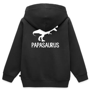 T shirt humoristique papasaurus - Sweat Premium à capuche zippé enfant bio - noir - Dos - AI Model Kid Male (0cm)