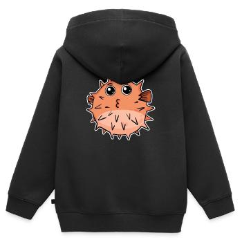 Kugelfisch fisch - Kinder Premium Organic Zip Hoodie - Schwarz - Hinten - AI Model Kid Male (0cm)