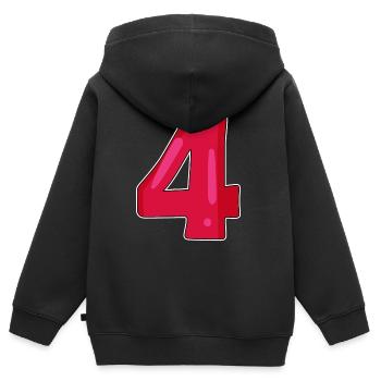Zahl Vier Ziffer Nummer Vierter Vierte - Kinder Premium Organic Zip Hoodie - Schwarz - Hinten - AI Model Kid Male (0cm)