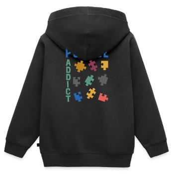 Süchtig nach Puzzles - Kinder Premium Organic Zip Hoodie - Schwarz - Hinten - AI Model Kid Male (0cm)