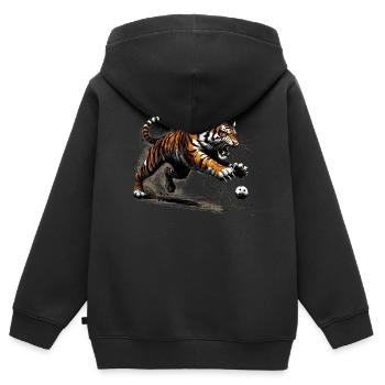 Unihockey Tiger - Kinder Premium Organic Zip Hoodie - Schwarz - Hinten - AI Model Kid Male (0cm)
