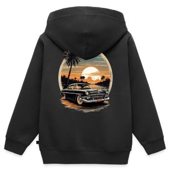 Classic Cars 1950 - Kinder Premium Organic Zip Hoodie - Schwarz - Hinten - AI Model Kid Male (0cm)