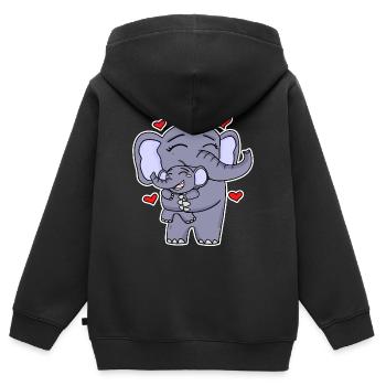 Elefant Familie - Elefant mit Baby - Elefanten - Kinder Premium Organic Zip Hoodie - Schwarz - Hinten - AI Model Kid Male (0cm)