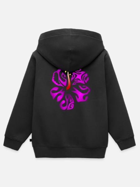 KIANA (violet) - Sweat Premium à capuche zippé enfant bio - noir