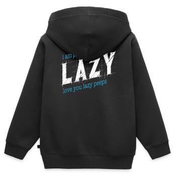 Proud to be lazy - Kids Premium Organic Zip-up Hoodie - black - Back - AI Model Kid Male (0cm)