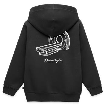 Radiologie Scanner IRM One Line Art Manip Radio - Sweat Premium à capuche zippé enfant bio - noir - Dos - AI Model Kid Male (0cm)