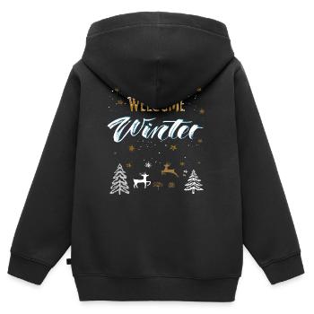 Welcome Winter - Kids Premium Organic Zip-up Hoodie - black - Back - AI Model Kid Male (0cm)