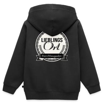 Lieblingsort Berchtesgaden - Kinder Premium Organic Zip Hoodie - Schwarz - Hinten - AI Model Kid Male (0cm)