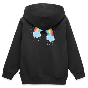 Pastellfarbener Regenbogen Regenwolke - Kinder Premium Organic Zip Hoodie - Schwarz - Hinten - AI Model Kid Male (0cm)